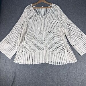 Women's Crochet Sweater Long Sleeve Boho Beach Summer Spring Travel Vacay 18/20